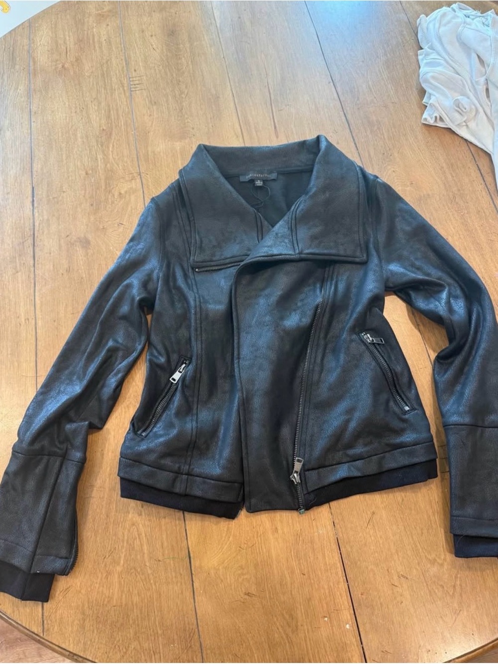 Dance & Marvel Black Faux Leather Asymmetrical Zip Jacket